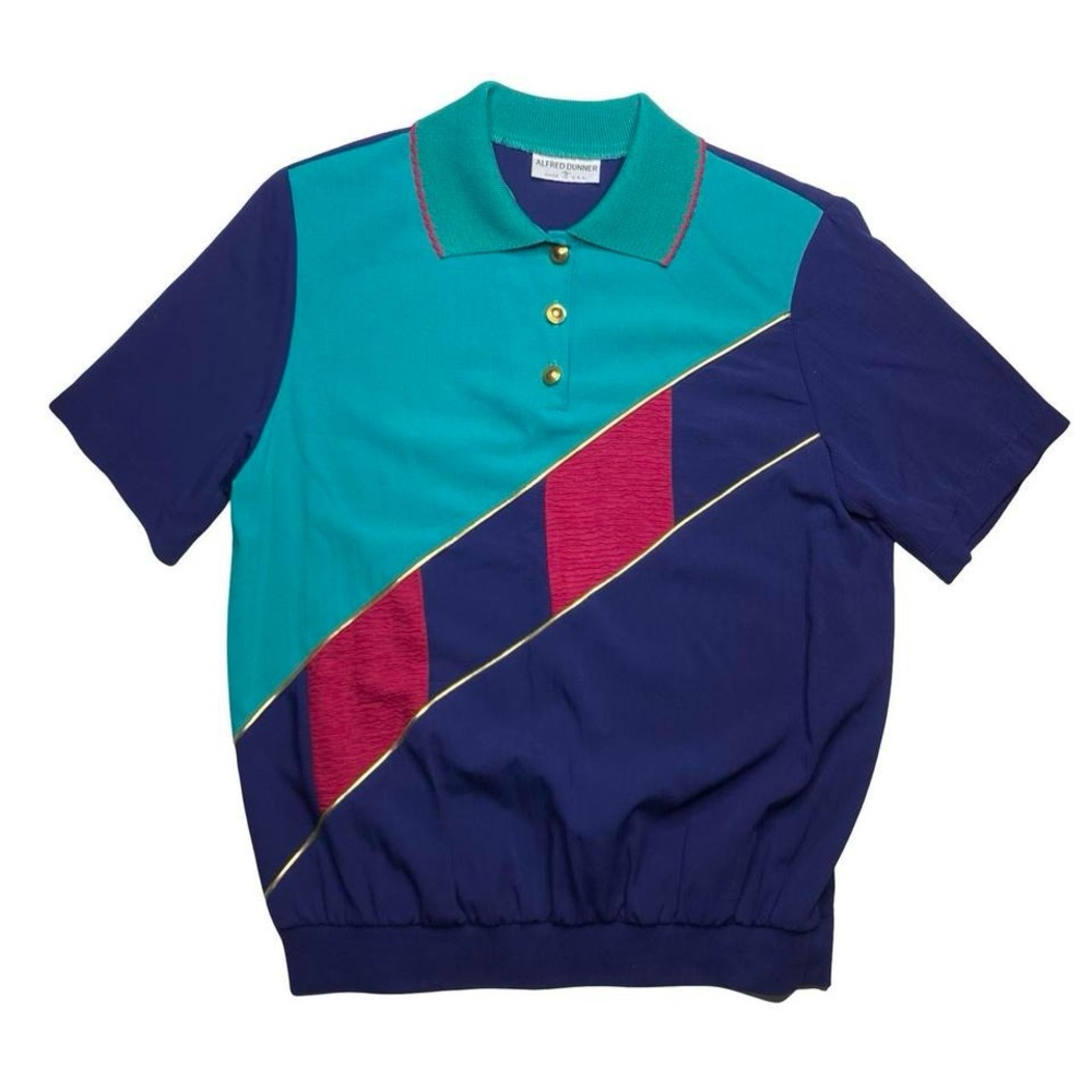 Alfred Dunner Teal‎ Polo with Gold Buttons